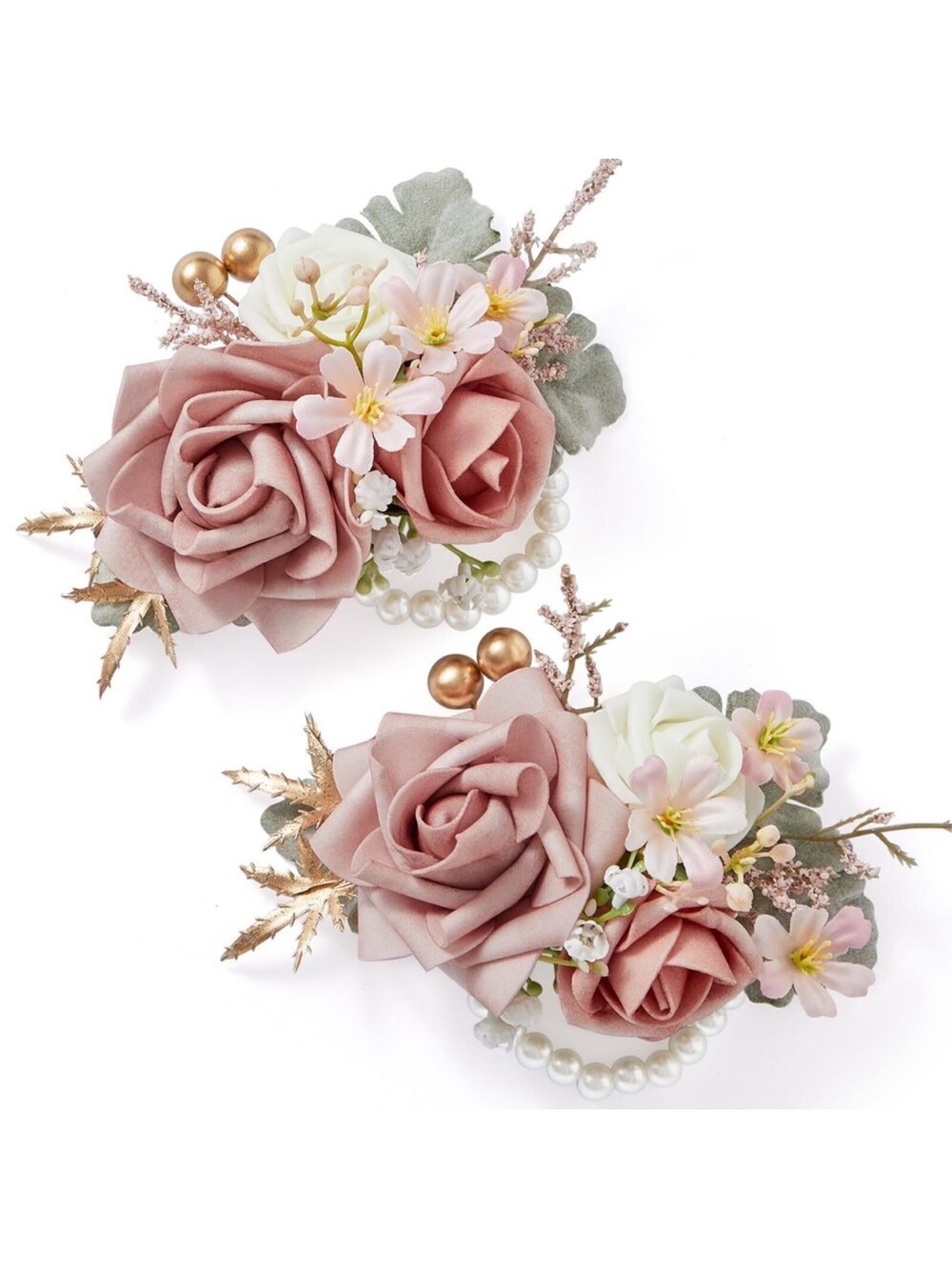 New 𝗦𝗲𝘁 𝗼𝗳 𝟮 Wrist Corsage for Wedding, 𝟲-𝟳 𝗜𝗻𝗰𝗵 Corsages for Bridesmaid